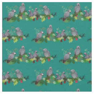 Tela Fiesta de loro gris africano (turquesa)