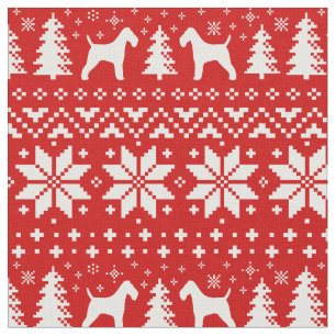 Tela Fiesta de Navidades de Silhouettes de Fox Terrier