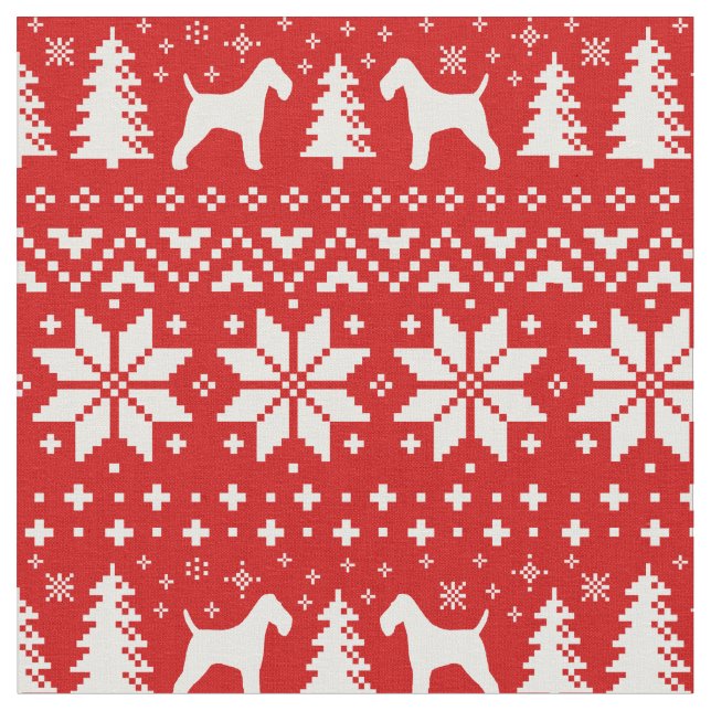 Tela Fiesta de Navidades de Silhouettes de Fox Terrier (De cerca)