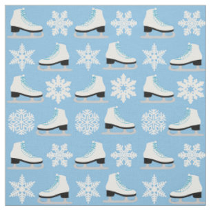 Tela Figura patines azul y navidad de los copos de