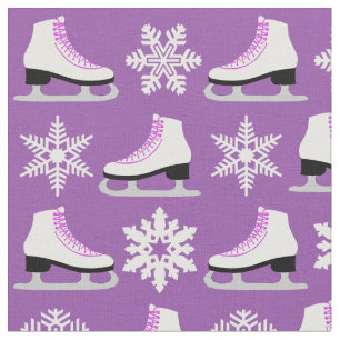Tela Figura patines púrpura y navidad de los copos de