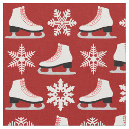 Tela Figura patines roja y navidad de los copos de