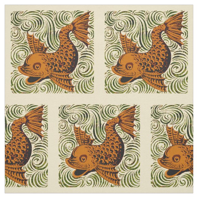 Tela Fish Antiguo Tile Antiguo arte (Retal)