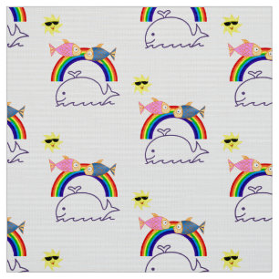 Tela Fish Rainbow Sun Fabric