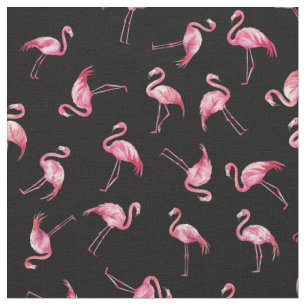 Tela Flamencos de Acuarela Esparcidos sobre Negro