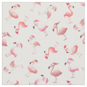 Tela Flamencos de Navidad Lanzados sobre Blanco