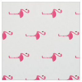 Tela Flamencos rosados tropicales en blanco