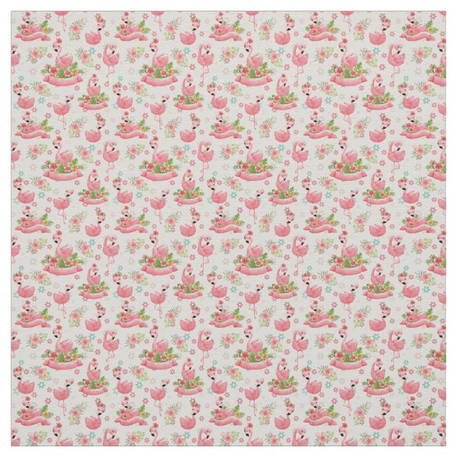 Tela Flamencos y flores tropicales (Retal)