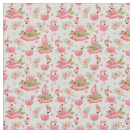 Tela Flamencos y flores tropicales