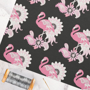 Tela Flamingo rosa paisley negro moderno