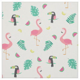 Tela Flamingo rosa tropical hojas de sandía toscana