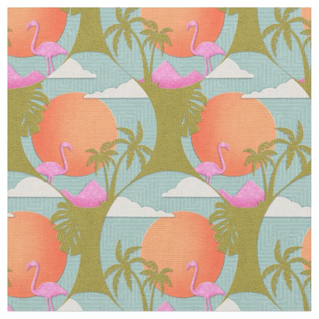 Tela Flamingo Tropical Sunset (De cerca)