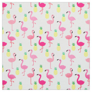 Tela ¡Flamingos y piñas! Fabricación de primera cali