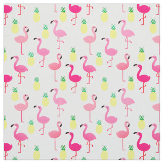 Tela ¡Flamingos y piñas! Fabricación de primera calidad