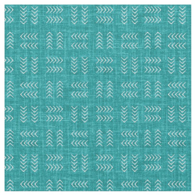 Tela Flechas en Lino Teal (De cerca)