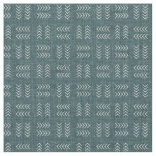 Tela Flechas sobre Lino Verde Azul Oscuro