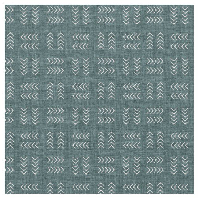 Tela Flechas sobre Lino Verde Azul Oscuro (De cerca)
