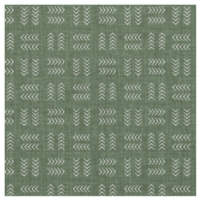 Tela Flechas sobre lino verde bosque (De cerca)