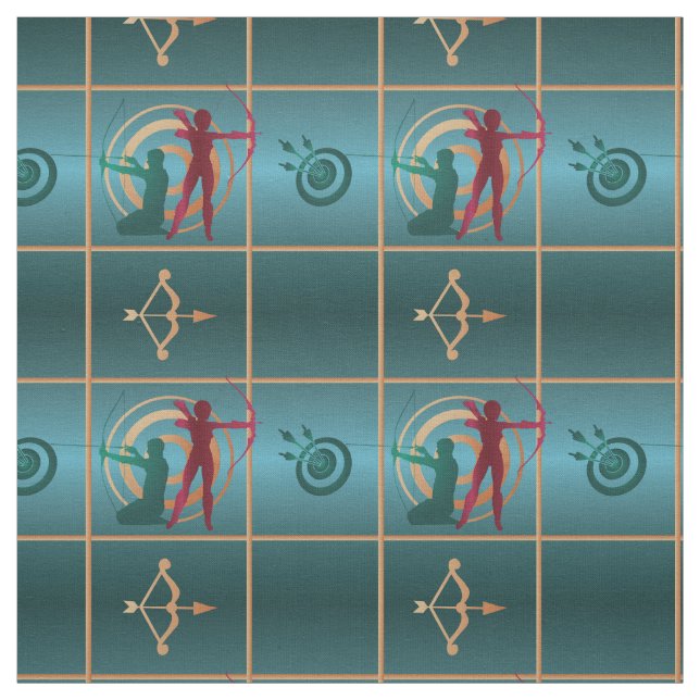 Tela Flechas y arcos de arco - Patrón verde (Retal)