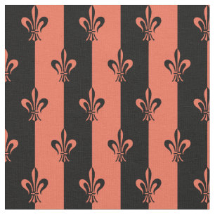 Tela Fleur De Lic Stripes en negro y rojo