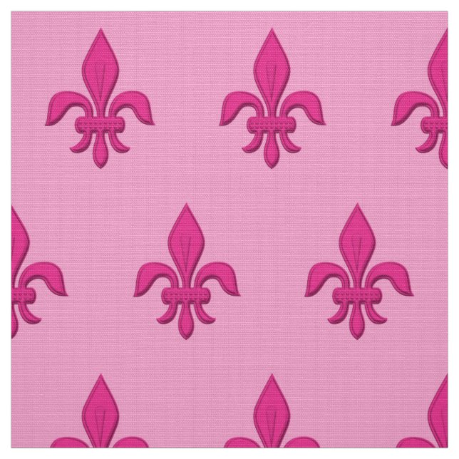 Tela Fleur de Lis en Fuchsia Rosa en rosa claro (Retal)