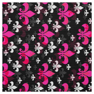 Tela Fleur De Lis Negro Rosa