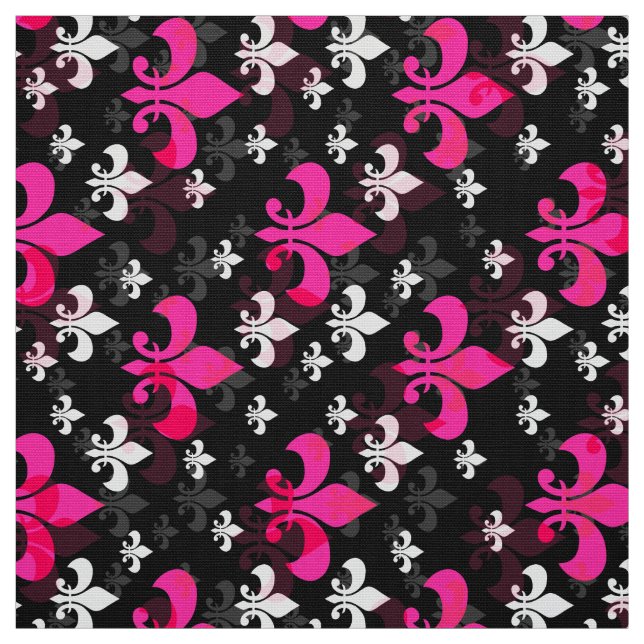 Tela Fleur De Lis Negro Rosa (Retal)