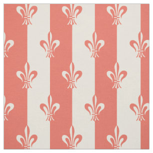 Tela Fleur de Lis Off White & Terra Cotta Red