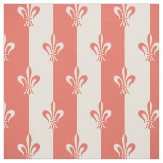 Tela Fleur de Lis Off White & Terra Cotta Red