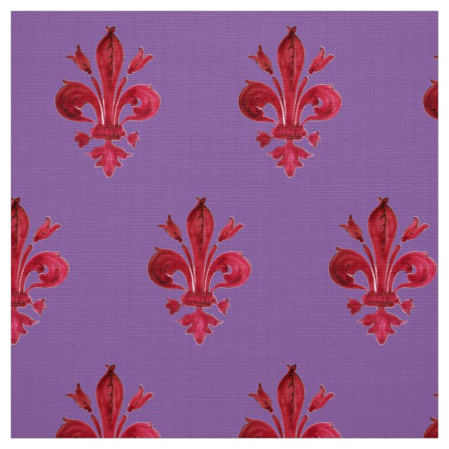 TELA FLEUR DE LIS ROJO EN PURPLE (Retal)