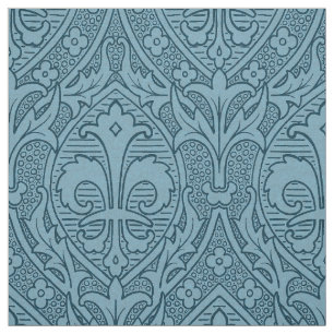 Tela Fleur de Lys, renacimiento gótico - Azul pavo real