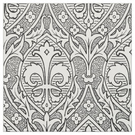 Tela Fleur de Lys, renacimiento gótico - Blanco y negro