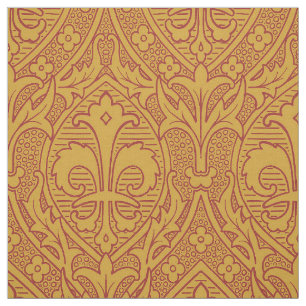 Tela Fleur de Lys, renacimiento gótico - Rojo sobre el 