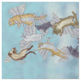 Tela Flock of Angel Cats Fabric