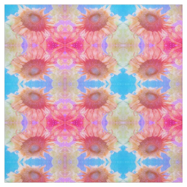 Tela Flor amarillo rosa amarillo azul boho Moda floral (Retal)