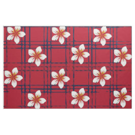 Tela Flor Blanca de Cuadros Rojos y Azules