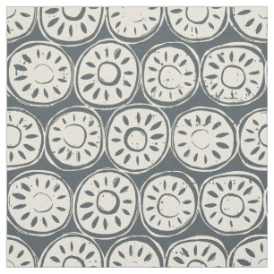 Tela flor bloque marfil pewter