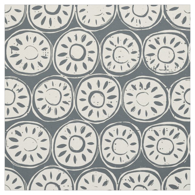 Tela flor bloque marfil pewter (Retal)