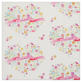 Tela Flor corazón rosa amarillo nombre agua arte