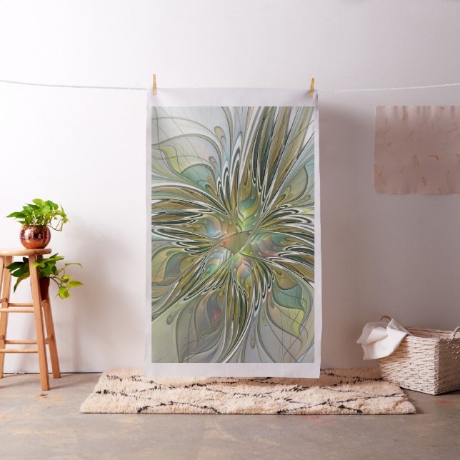 Tela Flor De Arte Fractal Moderno Con Oro (In Situ)