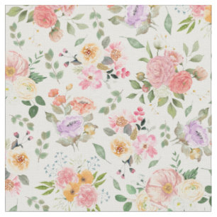 Tela Flor de Boho de verano en blanco