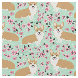 Tela flor de cerezo corgi menta