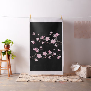 Tela Flor de cerezo - negro