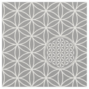 Tela Flor de la vida - blanco llano inconsútil + su