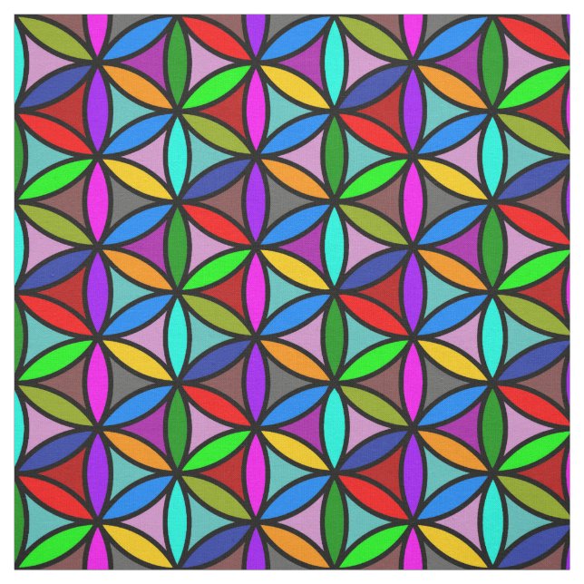 Tela Flor de la vida - modelo inconsútil - multi (Retal)