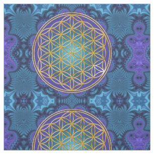 Tela Flor de la vida - oro - fractal 1
