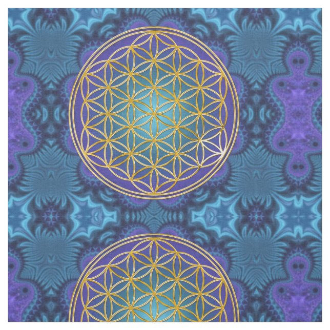 Tela Flor de la vida - oro - fractal 1 (Retal)