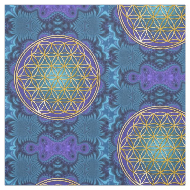 Tela Flor de la vida - oro - fractal 1 (Retal)