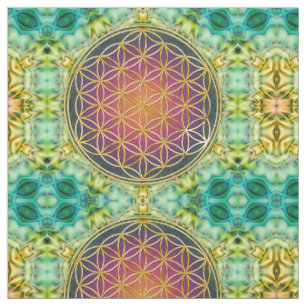 Tela Flor de la vida - oro - fractal 2