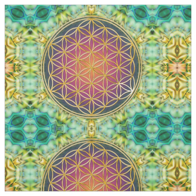 Tela Flor de la vida - oro - fractal 2 (Retal)